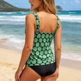 thumbnail image 2 of Aihuaihua Women's Polka Dot Tankini Swimsuit Swim Tank Top Tummy Control Bathing Suit with Black Bottoms Two Piece Swimwear Army Green XXXL, 2 of 6