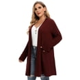thumbnail image 5 of LARACE Women's Lightweight Open Front Cardigans Long Sleeve Casual Soft Drape Fall Cardigan WineRed 3X, 5 of 9