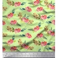 thumbnail image 1 of Soimoi Beige polyester Crepe Fabric Leaves & Peony Floral Print Fabric by Yard 52 Inch Wide, 1 of 3
