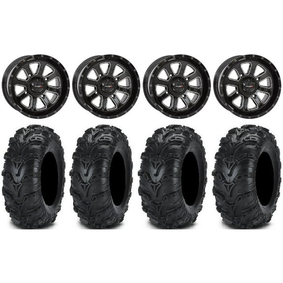 System 3 ST-4 Black 14" Wheels 28" Mud Lite II Tires Polaris RZR XP 1000 / PRO XP / Ranger XP 900/1000