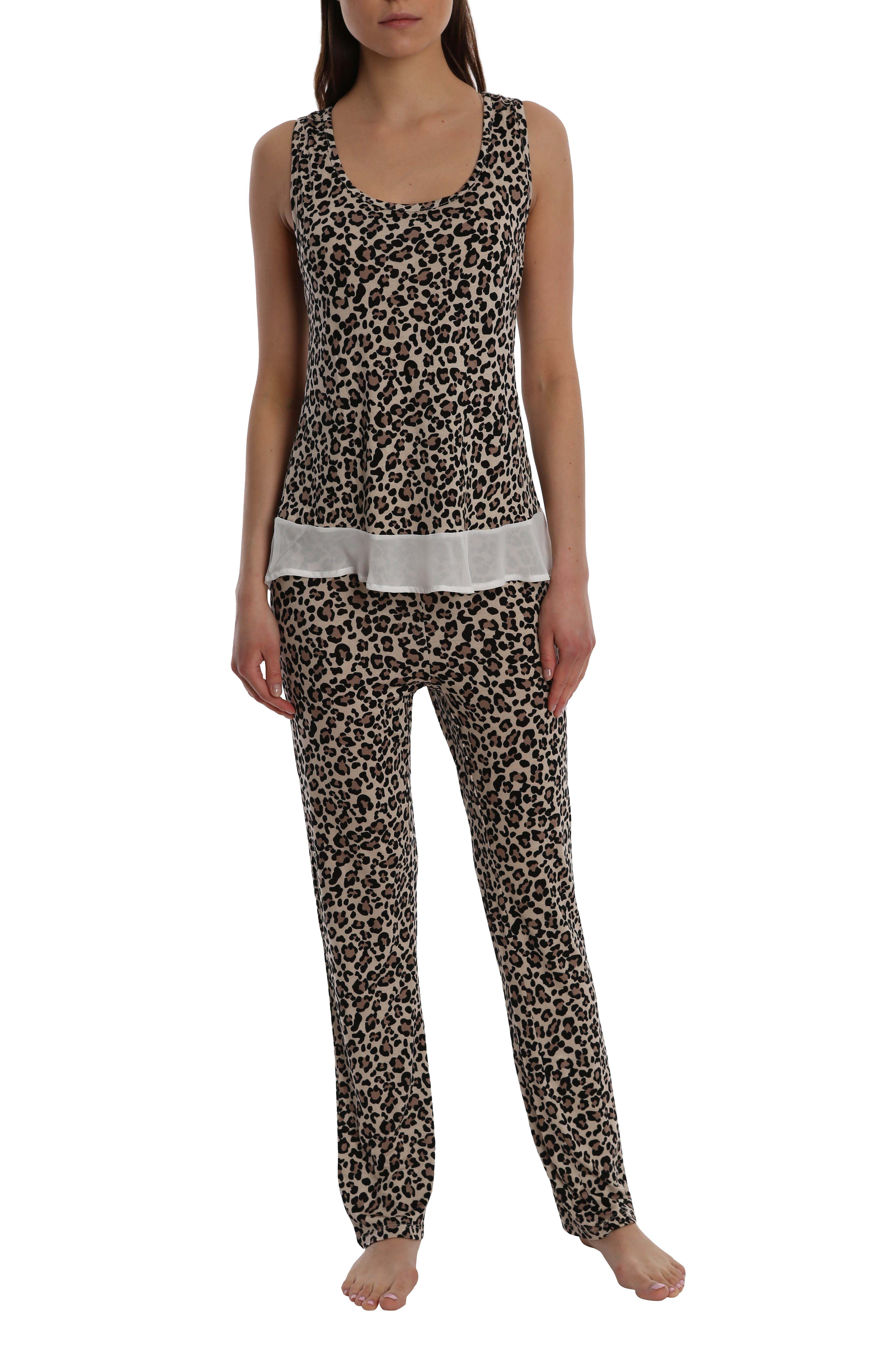 Women's Printed Light and Airy Sleepwear Set Flowy Racerback Tank Top