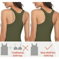 thumbnail image 4 of Women's Square Neck Tank Tops Cotton Racerback Camisole With Shelf Bra, 2-Packs, 4 of 5