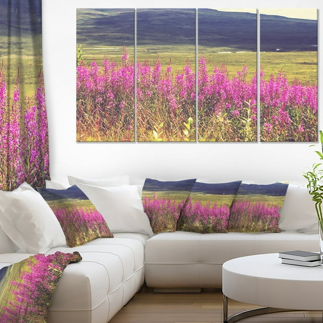 Purple Flowers in Mountain Pasture - Floral Canvas Art Print
