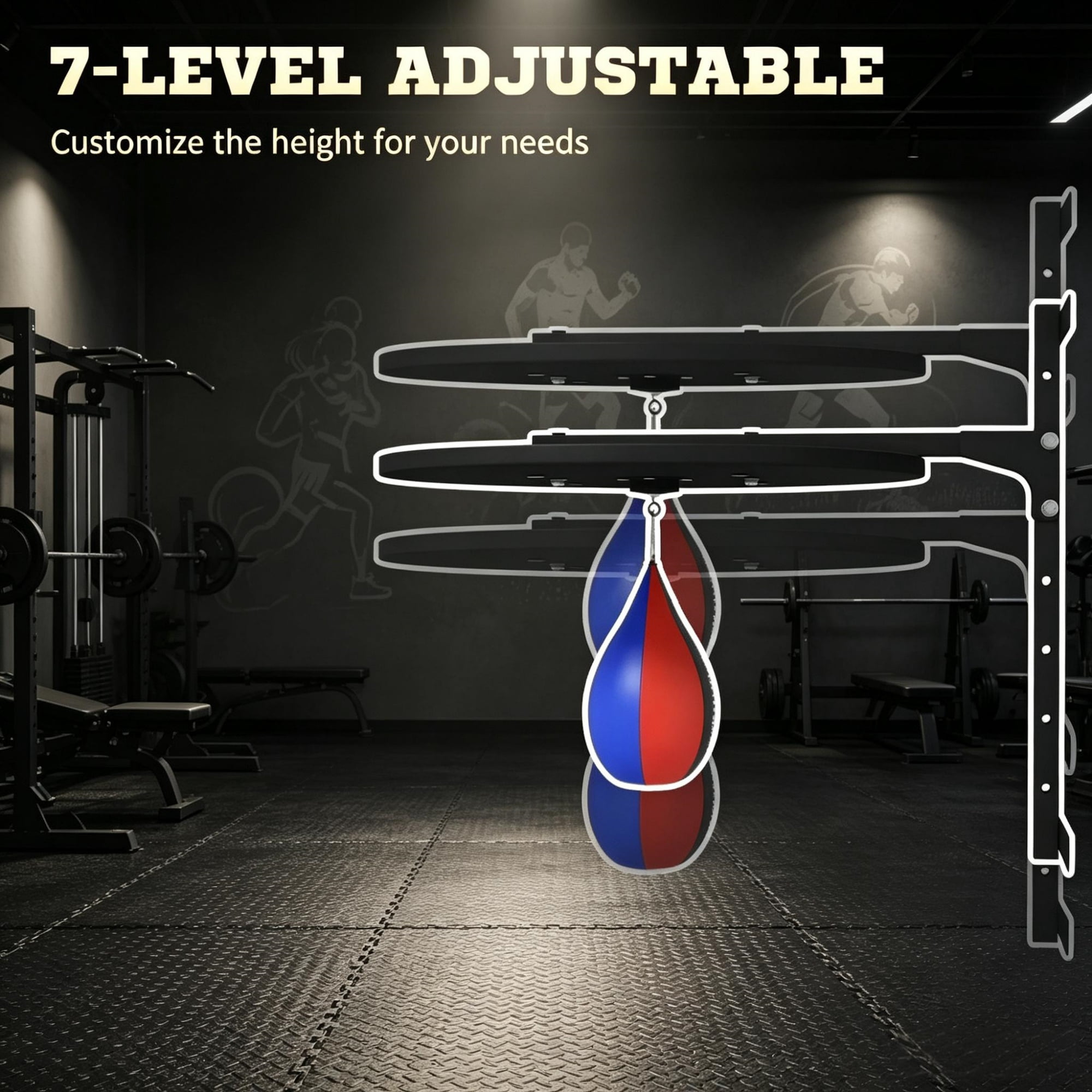 Adjustable Wall Mounted Speed Bag Platform Punching Bag Training Kit for Boxing Fitness Gym Equipment