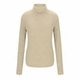 thumbnail image 5 of YOIAVAIOY Women's Mock Neck T Shirt Long Sleeve Textured Turtleneck Tops Knit Ribbed Shirts Soft Thermal Casual Undershirts Khaki M, 5 of 10