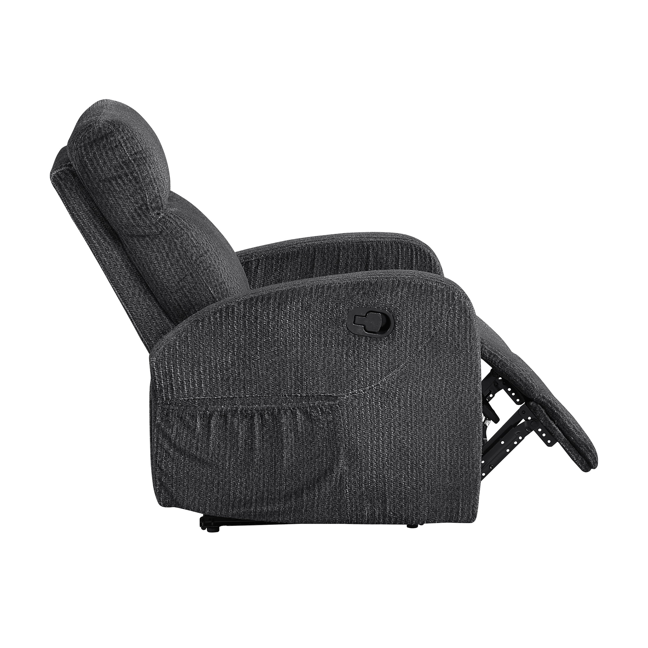 OakvillePark Brava Microfiber Manual Reclining Chair with Armrest Side Pocket, Dark Gray