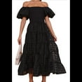 thumbnail image 2 of Vestidos Largos de Mujer con Escote Cuadrado, Corta Abullonada y Fruncido, Corte A, con y Fruncido. Negro M, 2 of 10