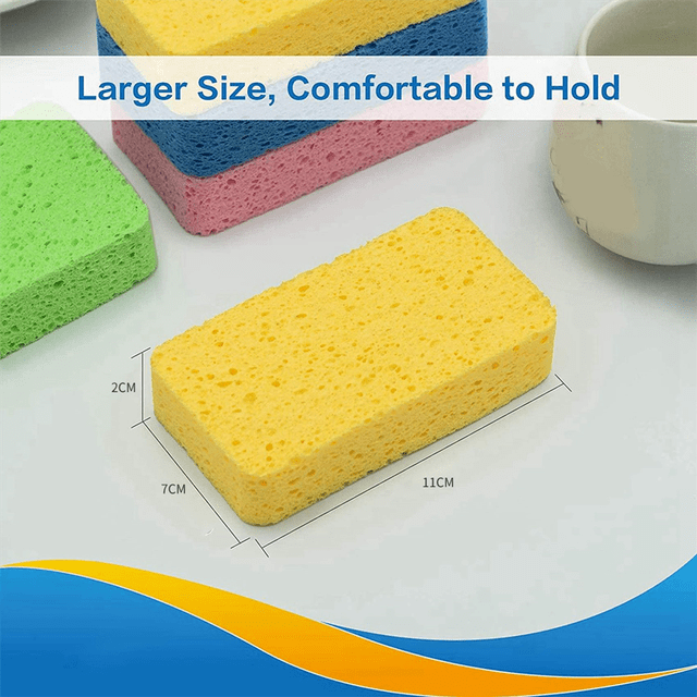 Cellulose Sponges,Kitchen Sponges for Dish, Duty Scrub Sponges,Non-Scratch Dish Scrubber Sponge 10 Pcs