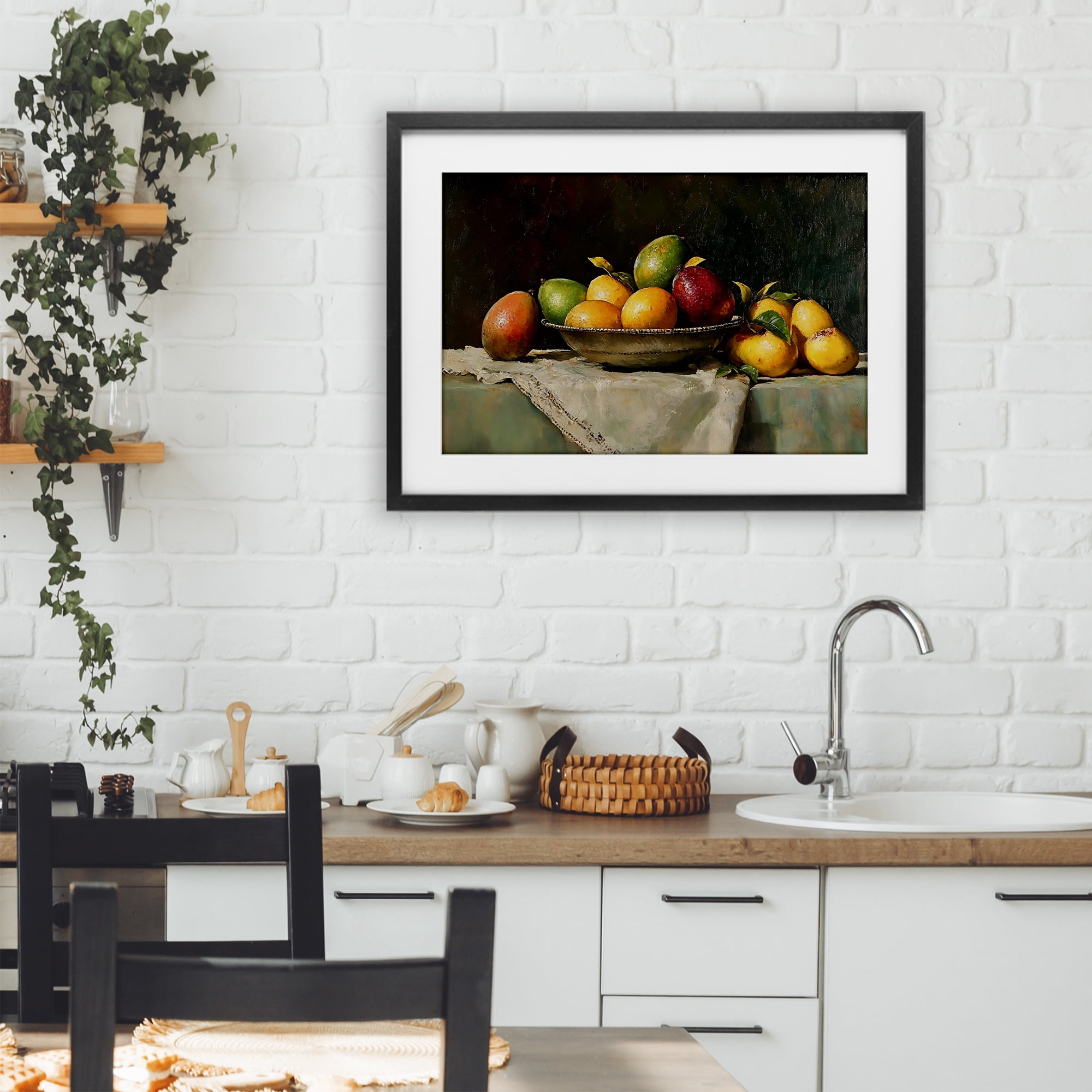 Stupell Industries Fancy Table Fruit Arrangement Black Framed Print Under Glass, design by Creative Studio