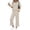 Beige, variant on 2 Piece Sets for Women Casual Summer Travel Vacation Outfits Short Sleeve Lounge Set