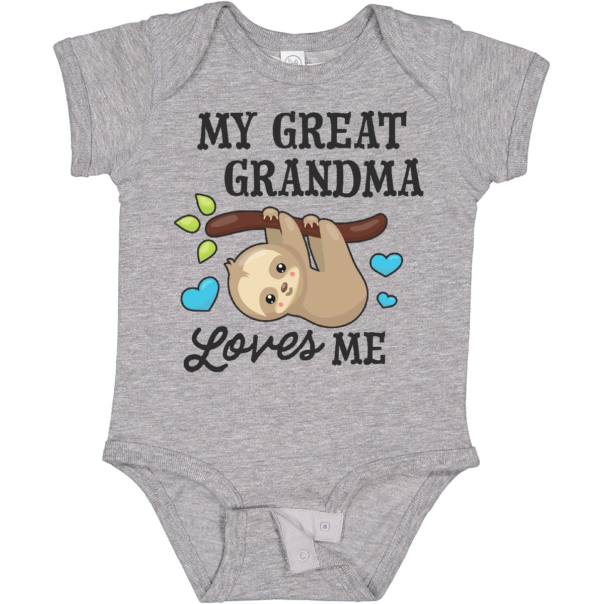 Inktastic My Great Grandma Loves Me with Sloth and Hearts Boys or Girls Baby Bodysuit