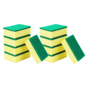 Bwiyojiz Count 10pcs 4.3x2.75x1.2" Nylon Emery Sponge for Kitchen Cleaning, Dishwashing, Pot Washing, Cloth Cleaning Home, Nylon, Green, Gifts for Yourself