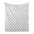 thumbnail image 1 of Geometric Circle Soft Flannel Fleece Blanket, Spiraling Rotary Circle Turning to Polka Dots Concentric Grid Lines Tile, Cozy Plush for Indoor and Outdoor Use, 50" x 60", Grey White, by Ambesonne, 1 of 6