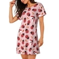 thumbnail image 2 of Honeii Cute Ladybugs 1 Print Women's Loose Short Sleeve Nightgown, Soft Cotton Sleepwear, Comfy Loose Fit Pajama Dress for Sleep and Lounge, 2 of 6