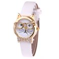 thumbnail image 1 of HEVIRGO Mignon Visage de Chat Cadran Rond Similicuir Femmes Analogique Montre-Bracelet à Quartz, 1 of 10