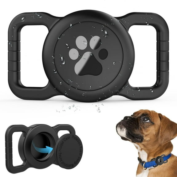 Dog Collar Holder,  Waterproof Dog Airtag Holder, Silicone Full Body Covered Anti-Lost Protective Apple Air Tag Holder for Pet Collar - Fits All Width Collars