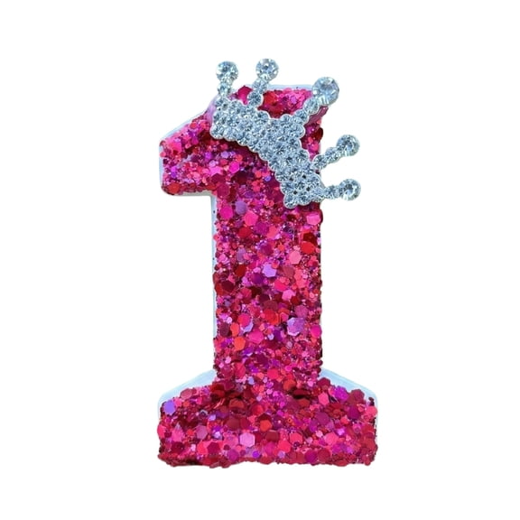 JuDWoC Hot Pink Birthday Candles Crown Number 1 Candle Birthday Party Decorations Cake Topper Cupcake Decor for Anniversary Celebrations Supplies