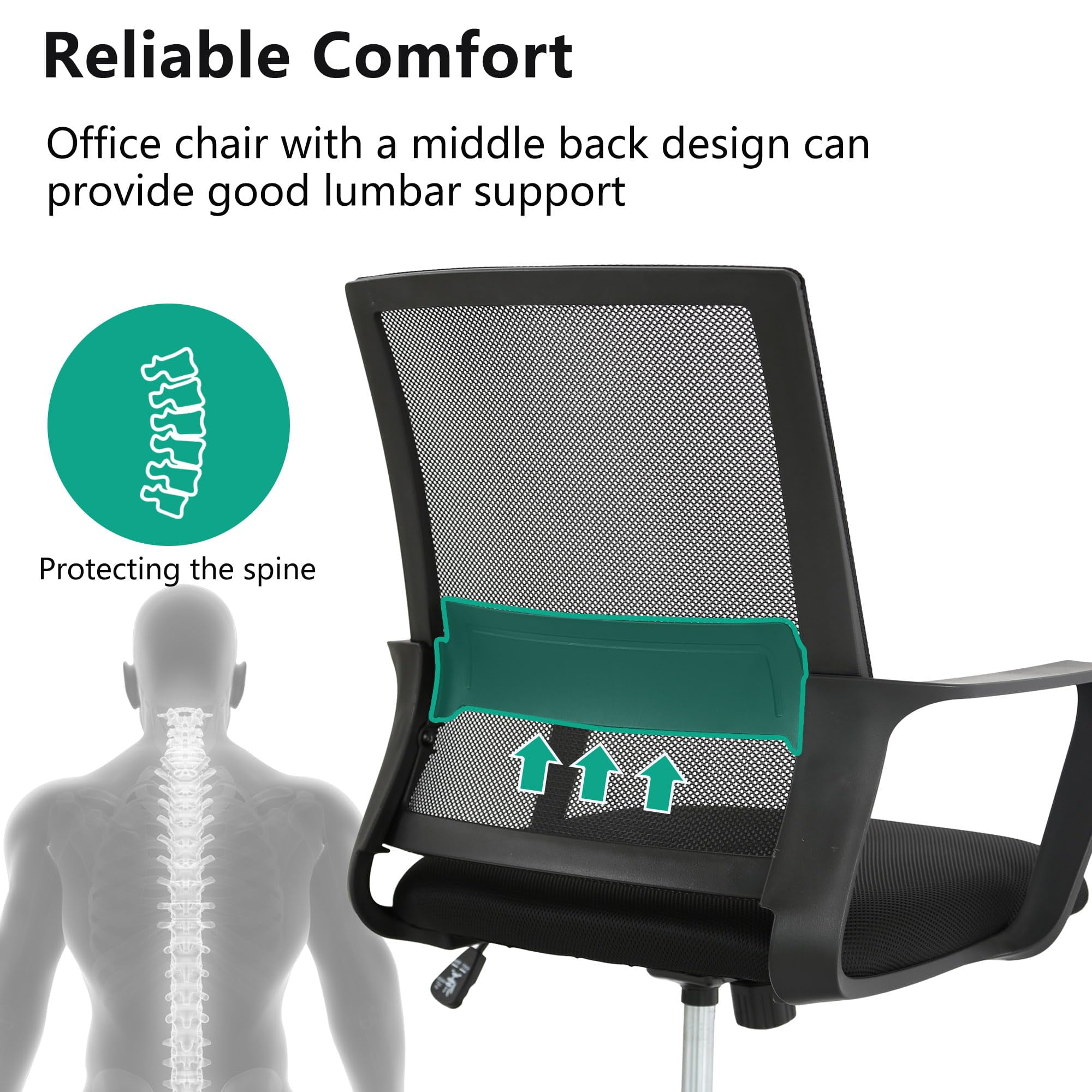 PayLessHere Adult Mesh Indoor Gaming and Office Ergonomic and Lumbar Support Gaming Office Chair, Black