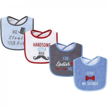 UPC: 0660168560374 | Hudson Baby Infant Boy Cotton Terry Drooler Bibs with Fiber Filling 4pk  The Ladies Love Me  One Size