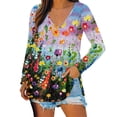 thumbnail image 1 of Haut d'Automne Ample et Intelligent pour Femmes, Col en V, Manches Longues, 95 % Polyester, 5 % Spandex (Multicolore, L), 1 of 4