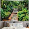 thumbnail image 2 of Shiartex  Peace Garden Tapestry, Garden with Tropical Plants and Wooden Path Tranquility Harmony Theme, Fabric Wall Hanging Decor for Bedroom Living Room DormGreen Pale Brown Painting, 2 of 6