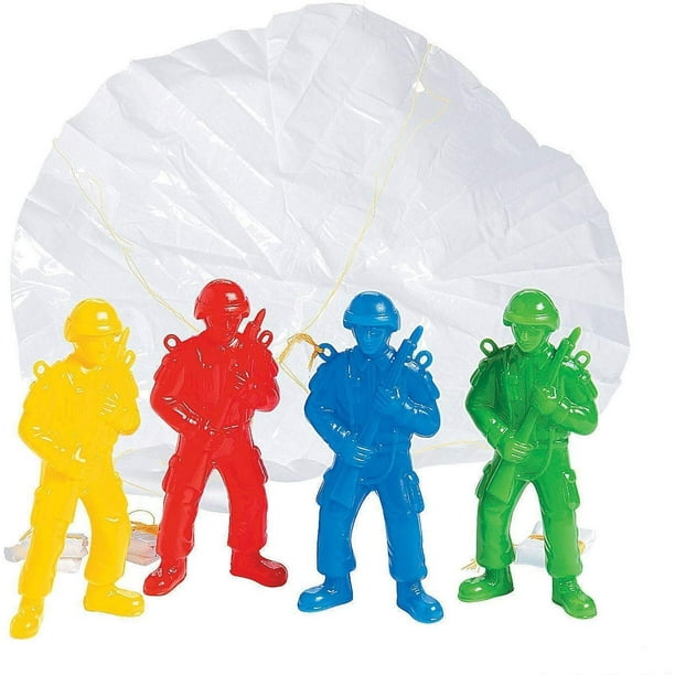 Kicko Plastic Army Parachute Men Paratroopers 4.25 Inches 10 Pack