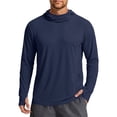 thumbnail image 2 of Mens UPF 50+ Sun Protection Jacket Hooded Long Sleeve Lightweight Quick Dry Fashion Athletic Top with Pockets and Thumb Hole Navy XL, 2 of 8