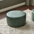 thumbnail image 5 of KINWELL Modern Faux Leather Round Upholstered Ottoman, Multi-Functional Sofa Footrest, Side Table, Extra Seating for Living Room, Bedroom (Green, 24" D x 24" W x 13" H), 5 of 11