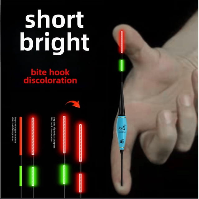 Flotador luminoso pequeño y corto para aguas poco profundas, llamativo, de alta sensibilidad, con boca deslizante, para pesca en el fondo, con agujero en la hierba, flotador electrónico especial para