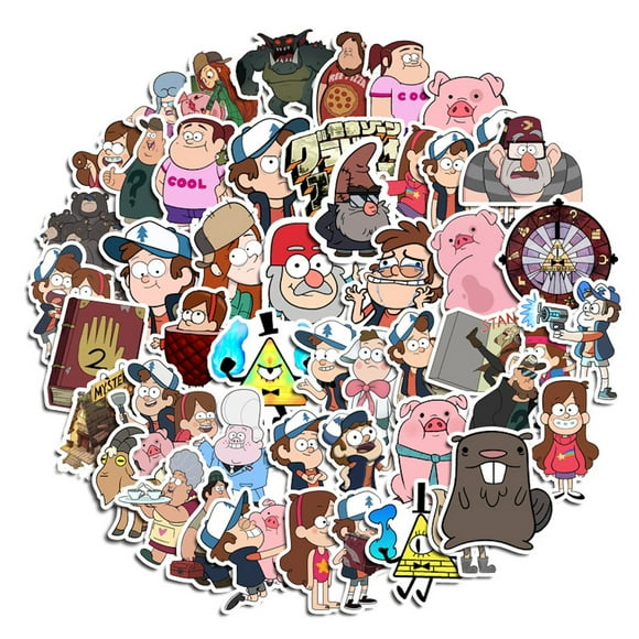 Paquete de pegatinas Gravity Falls Anime, vinilo impermeable, 50 unidades