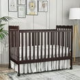 thumbnail image 3 of Baby Convertible Crib 3 In 1, Converts from Baby Crib to Toddler Bed, New Zealand Pinewood Baby Bed with Locking Wheels and Teething Rail, Crib with 4 Height Adjustment and Non Toxic Finish, Espresso, 3 of 9