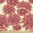 thumbnail image 1 of Floral Upholstery Fabric by the Yard, Blossoming Petals Dahlia Daisy Flowers Springtime Meadow Buds Girly Retro, Decorative Fabric for DIY and Home Accents, Cream and Dark Coral by Ambesonne, 1 of 5