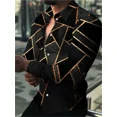 thumbnail image 1 of Camisa informal de fiesta para hombre, camisa social de lujo para hombre, camisa con botones de solapa, camisa de manga larga con estampado azul y amarillo, ropa de calle, 1 of 6