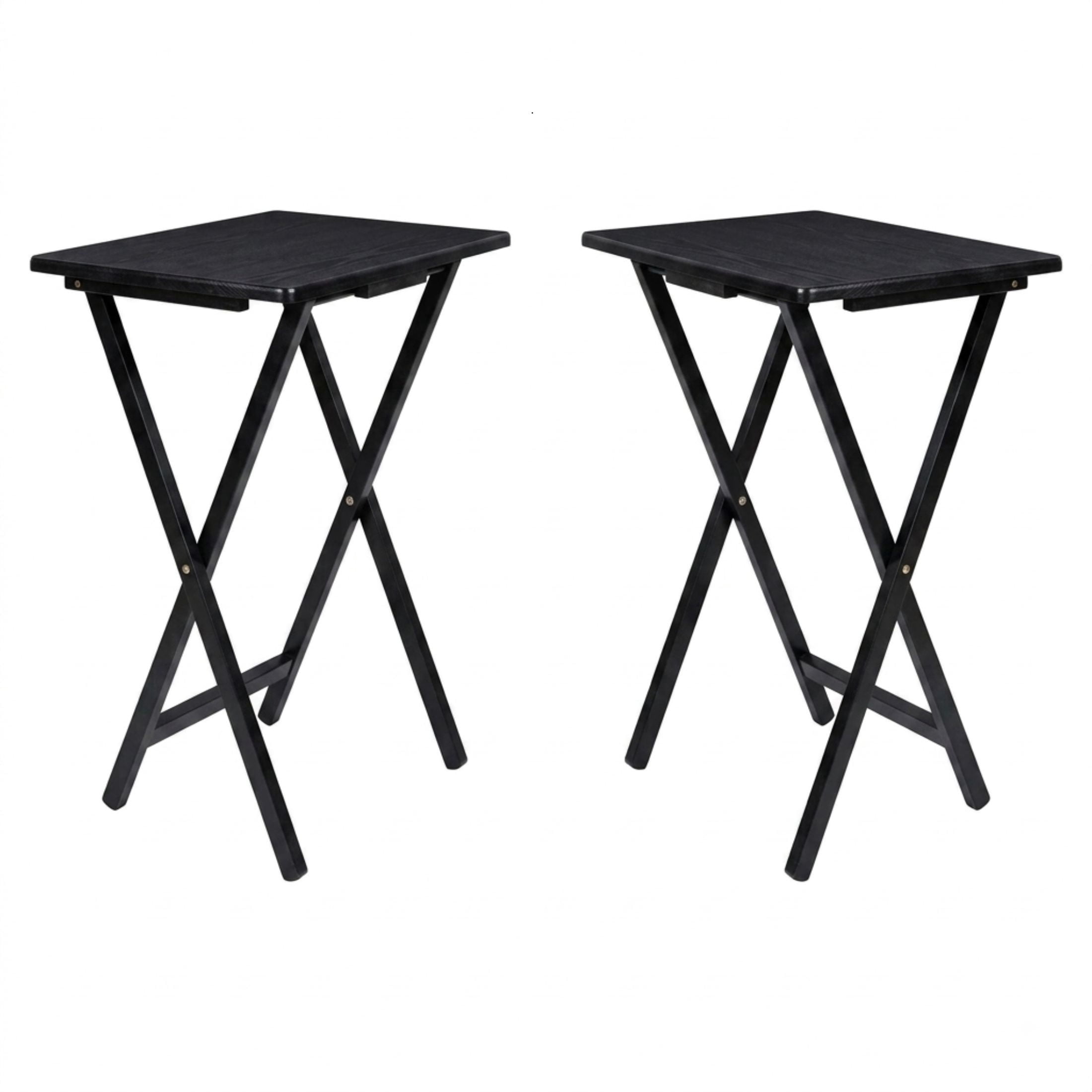 (4 pack) Mainstays Solid Rubberwood Folding TV Tray Tables, Set of 2, Black