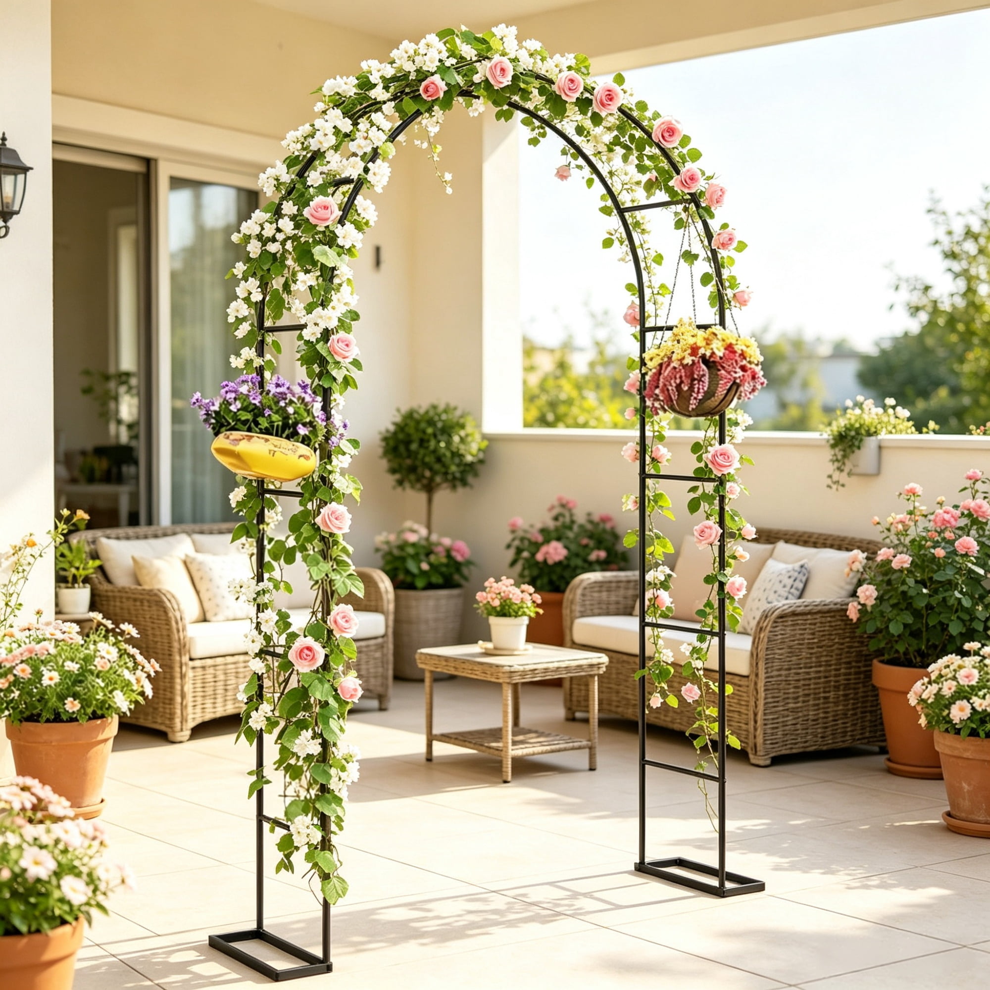 Garden Arch with Large Base for Climbing Plants and Weddings