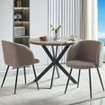 thumbnail image 6 of NORDICANA 3 Pieces 37-Inch Round Dining Table and Upholstered Chairs for Two Person, MDF Table-top, Light Brown Fuzzy Sherpa Armchairs with Black Metal Leg for Kitchen, Reception Room, 6 of 9