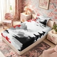 thumbnail image 5 of Manfei Minimal Fuji Twin Sheet Sets for Home, Maple Pagoda Bedding for Office, Black Red White 3-Piece, 1 Flat Sheet, 1 Fitted Sheet and 1 Pillowcase, 5 of 6