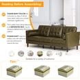 thumbnail image 4 of ACMEASE Premium Faux Leather 3-Seater Sofa with Two Bolster Pillows and Tufted Backrest, Olive Green, 4 of 7