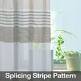 thumbnail image 7 of HA-EMORE Sheer Kitchen Window Curtains, Splicing Striped Design Bathroom Window Curtain Yarn Dyed Boucle Linen Textured Farmhouse Half Window Kitchen Cafe Curtains, 27"W, Set of 2, 7 of 7