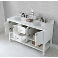 thumbnail image 5 of Winterfell 60" Double Bath Vanity in White with White Marble Top and Round Sinks, 5 of 5