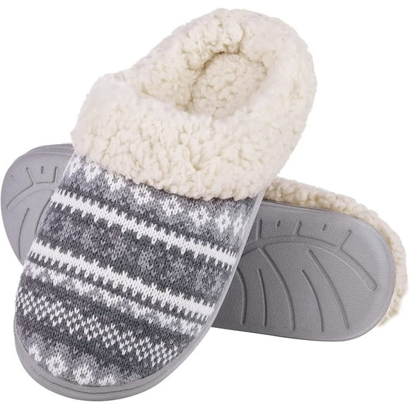 Women's Memory Foam House Slippers Knit Fleece Lined House Shoes