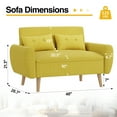 thumbnail image 6 of Walsunny 47" Loveseat Couch Sofa, 2-Seat Fabric Upholstered Sofa with 2 Removable Pillows, Love Seat Couch, Wood Leg, Yellow, 6 of 8