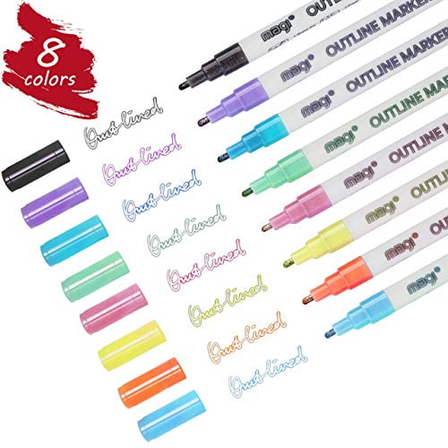 Entweg Gel Pen,Creative Two Lines Gel Pen Double Lines Marker Stereo Color Pen for Students Diy Journal Planner Hand Account