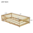 thumbnail image 6 of UHOMEPRO Twin Floor Bed with Fence and Door, Montessori Floor Bed for Kids, Toddler Bed Frame with Safety Guardrails and Slats, Wood Floor Bed Frame Twin Size, No Box Spring Needed, Natural, 6 of 13