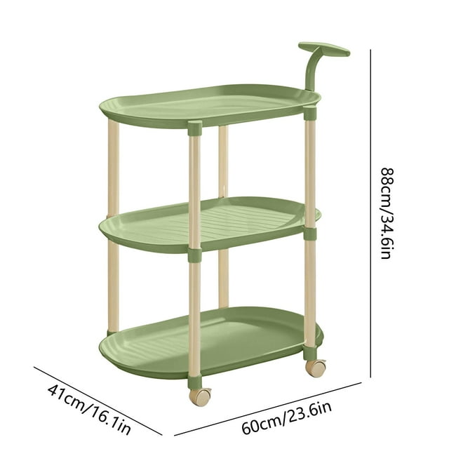 Rolling Side Table With Wheels Mobile Side Table Portable End Table Bedside Table Nesting Table Small Space Furniture Rolling Cart Storage Table Movable Table Green Plastic K-779 Green