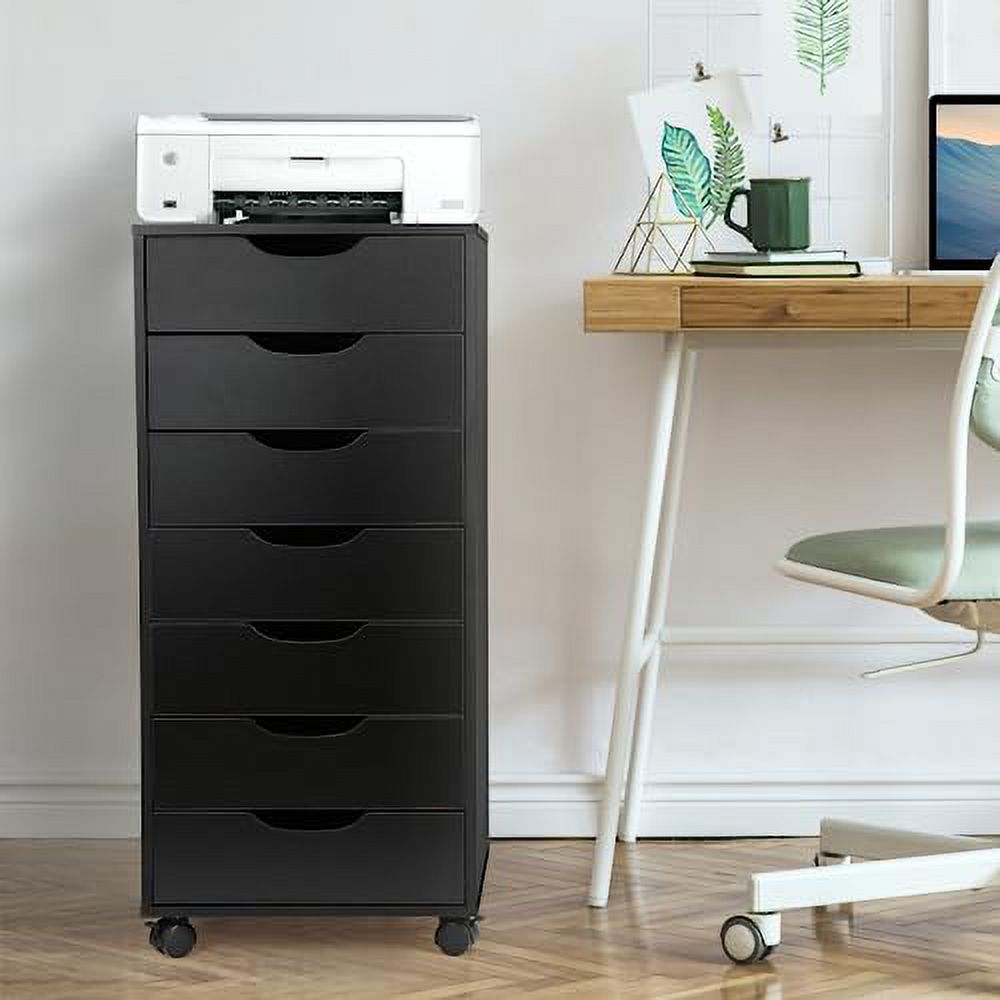 TUSY Vertical File cabinets with Caster Wheels for Home Office, Black