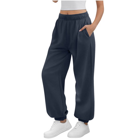 HAiming Womens Sweatpants Casual Wide Leg Drawstring Waisted Solid Color Athletic Joggers Pants with Pockets
