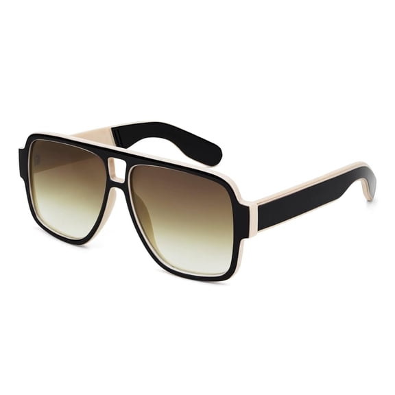 Karsaer Retro 70s Aviator Sunglasses for Men Women, Vintage Double Bridge Square Frame Pilot Sun Glasses K7123