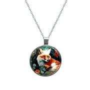 Fox Stunning Glass Circular Pendant Necklace - Fashionable and Elegant Necklaces for Women