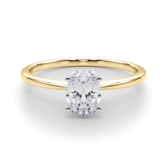 Lab Grown Oval Cut Diamond Wedding Ring Bypass 10k Yellow Gold Plated